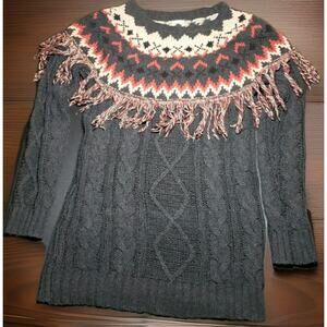 Sweater Dress En Creme Size S Winter Yarn Black Red White